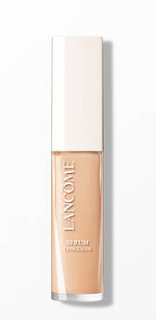 The Teint Idole Ultra Wear Care & Glow Serum Concealer from Lancôme, featured in a sleek, precise applicator tube, with a focus on its creamy texture and glowing finish, illustrating the product's dual role as both a makeup and skincare essential.