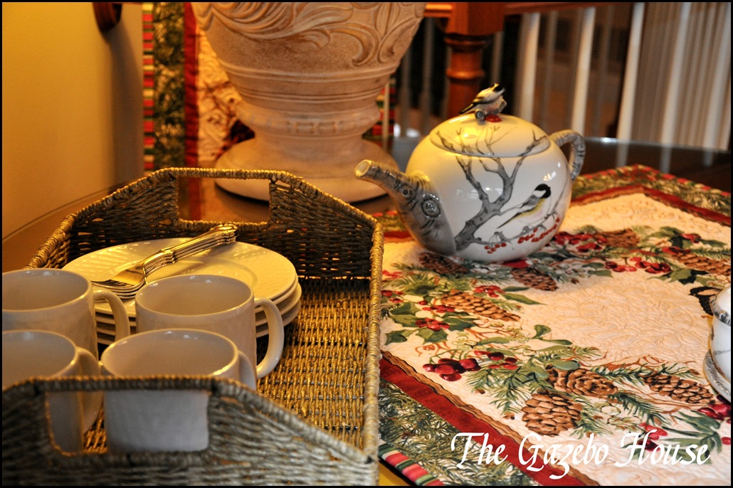 Sewing group with Chickadee quilt & tea set 030
