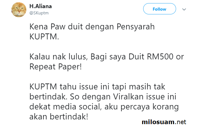 Pensyarah minta duit