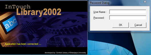 Tampilan login Intouch library