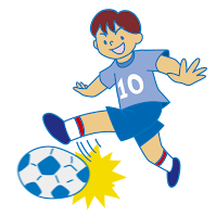 イラスト　サッカー　少年　キック　シュート　ゴール