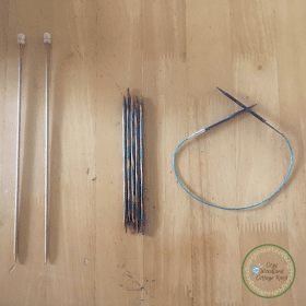 Picture of the different types of knitting needles used in knitting