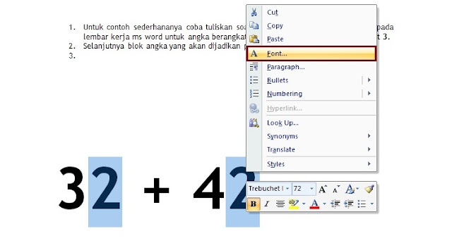 Cara Menulis Angka Pangkat di Word 2007