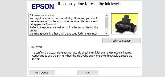 "it is nearly time to reset the ink levels"