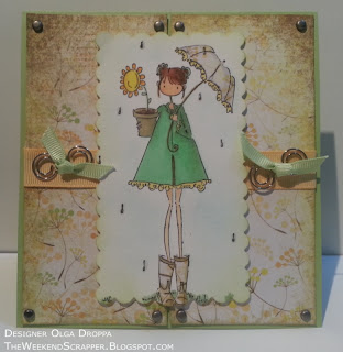 Handmade card in yellow and green spring colors