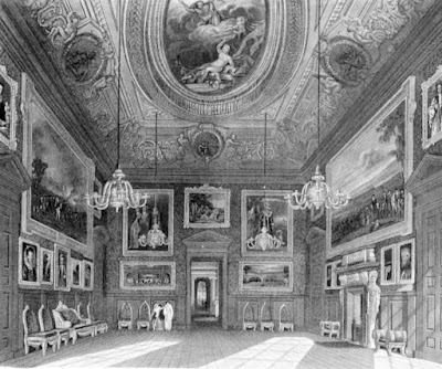 The King's Drawing Room, Kensington Palace, from The History  of the Royal Residences by WH Pyne (1819)