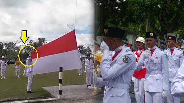 Akibat Insiden Peci Tersangkut, Anggota Paskibra Menangis