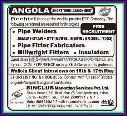 Free Recruitment for Angola