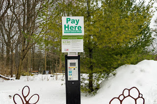 Parking meter in Edward's Garden's parking lot.