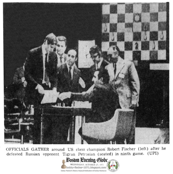 Officials Gather Around U.S. Chess Champion Robert Fischer