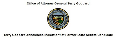 Press Release regarding indictment of Robert Green by Arizona Attorney General Terry Goddard