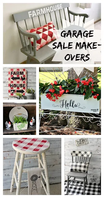 Garage Sale Makeovers #upcycle #stencil #vintage #repurpose #gardenjunk #farmhouse