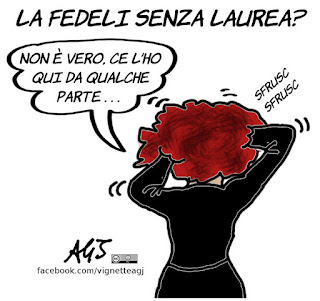 fedeli, gentiloni, ministri, laurea, istruzione, capelli, vignetta, satira