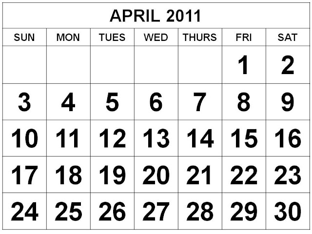2011 calendar with holidays printable. printable 2011 calendar april.
