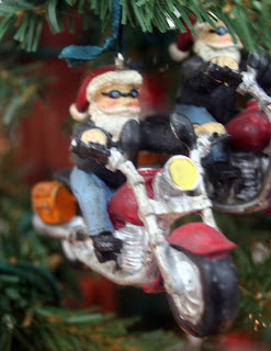 Santa on a Motorcycle Ornament