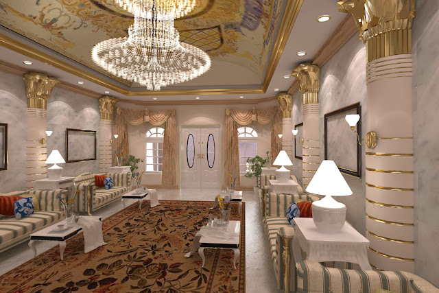 Arabic design, award winning designs, best interior designs, Chandelier, dubai interior, lobby design, majlis design, Private Villa, The First ferry,