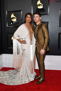 Priyanka CHopra in Lovely Evening Gown without Front Buttons at Grammy Awards 2020 ~  bollycelebs.in Exclusive Pics 005.jpg
