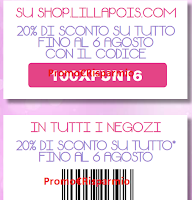 Logo Doppio coupon per il 20% di sconto da LillaPois: scaricali gratis