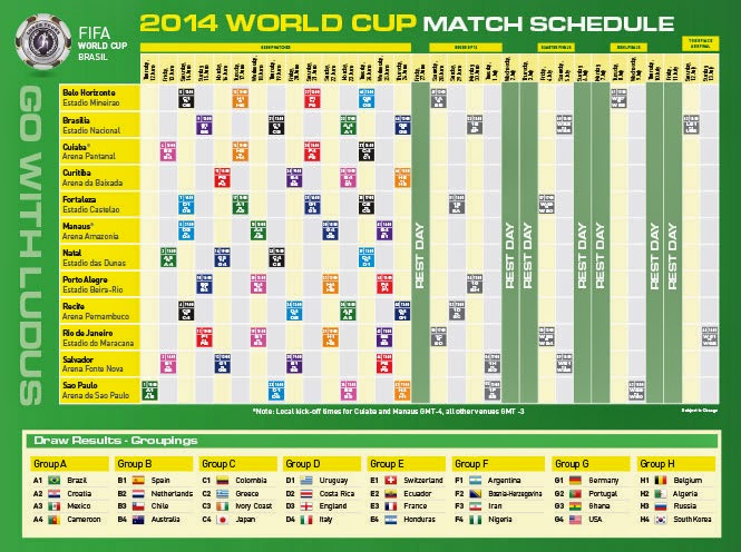FIFA World Cup 2014 Match Schedule  Sports Club Blog