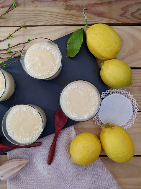 Crema de limón y leche de coco en Monsieur Cuisine Thermomix Lidl Sin horno Cítrico Postre rápido, rico, cremoso, lemon, coconut milk Cuca celebración