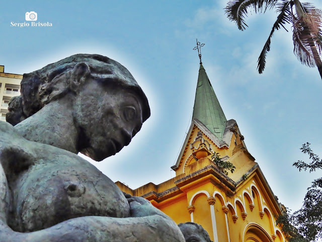 Fotocomposição Escultura Mãe Preta e Igreja do Rosário - República - São Paulo