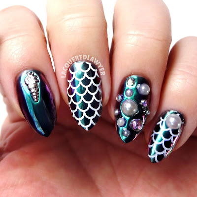 Multi-chromatic Mermaid Nails