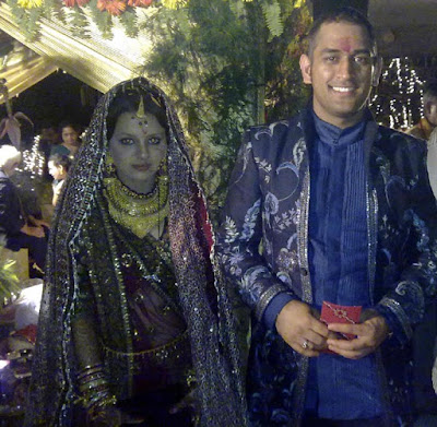Captain cool Dhoni with Sakshi during their wedding ceremony