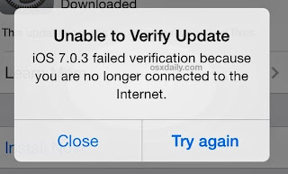 Solve Error 'Unable to Verify Update' on iOS - New