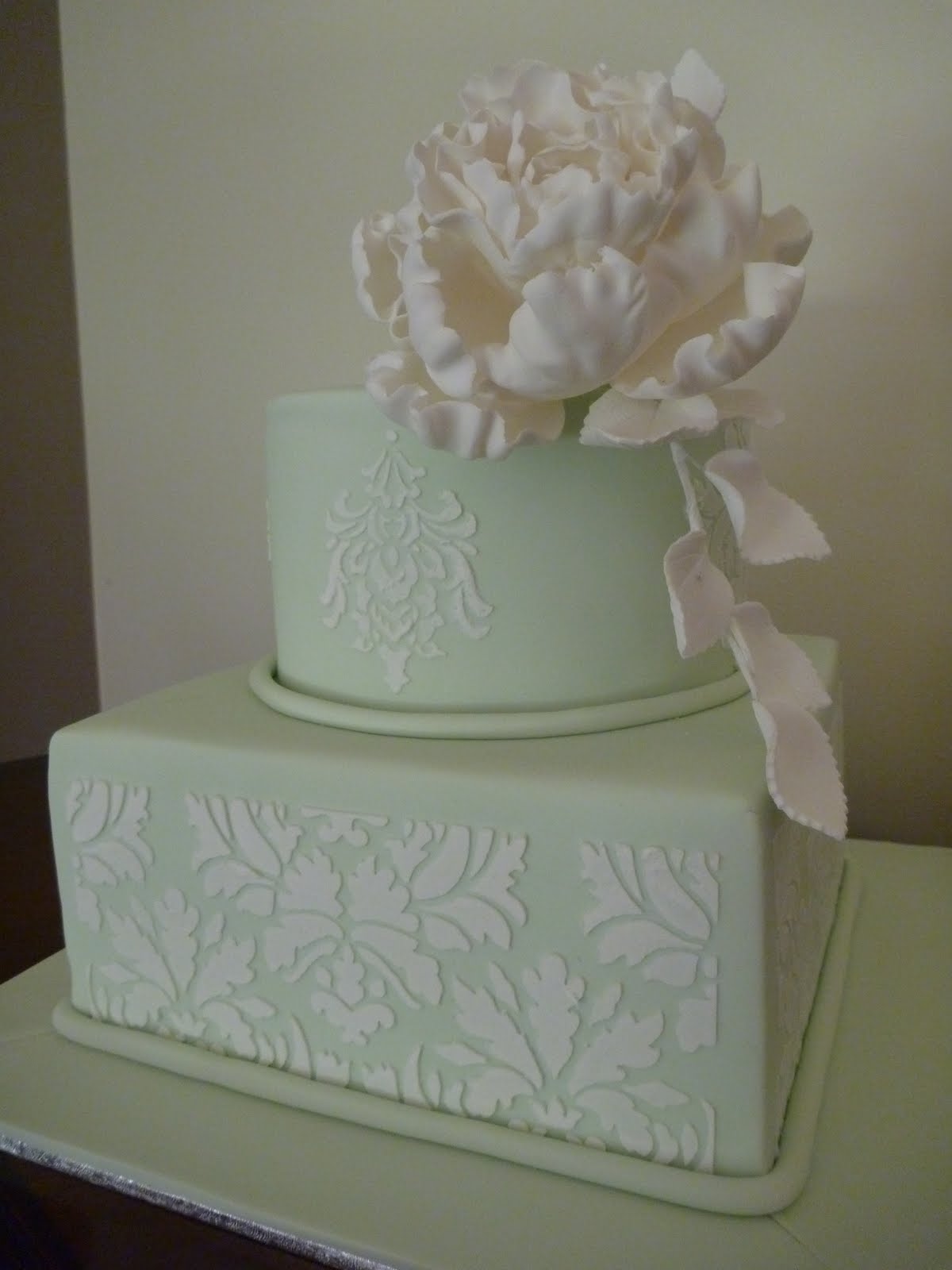 Love Cake  2 Tier Wedding  Cake  with Stencil  and Sugar 