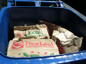 shredded paper in recycling bin