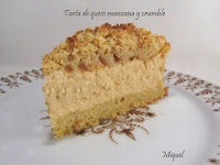 Tarta de queso, manzana y crumble