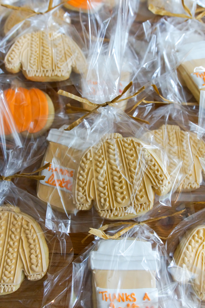 Cozy Fall Cookies in bags tied with raffia
