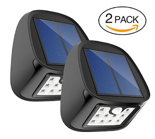  Aptoyu Solar Motion Sensor Lights 10 LED Outdoor Waterproof Wall Light Wireless Security Night Light with 3 Modes for Driveway Garden Back Door Step Stair Fence Deck Yard Patio, Pack of 2