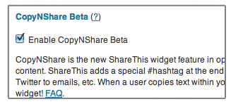 copyNshare settings