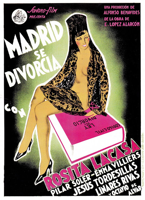 MADRID SE DIVORCIA. Cartel: 70 x 100 cms. España. Cartelista: Emilio Soler. Imprenta: Martí y Mari. MADRID SE DIVORCIA. 1935. España. Dirección: Alfonso de Benavides. Reparto: Francisco Cejuela, Octavio de Alvar, Rosita Lacasa, José María Linares-Rivas, Javier de Rivera, Pilar Soler, Jesús Tordesillas, Emma Villiers.