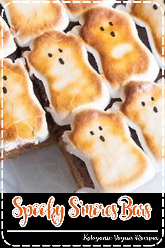 Spooky S'mores Bars - Bake at 350° - Boo! Don't be scared! These are only (the cutest) little s'mores bars. no campfire required! These Spooky S'mores Bars have a thick graham cracker cookie base, a layer of milk chocolate, and are topped with ghost - shaped Peeps marshmallows. The cookie layer is simple, and so good. graham cracker crumbs, oats, butter, etc. After that bakes, the cookie is topped with a layer of Hershey bars...yum! Spooky S'mores Bars - Bake at 350° - Boo! Don't be scared! These are only (the cutest) little s'mores bars. no campfire required! These Spooky S'mores Bars have a thick graham cracker cookie base, a layer of milk chocolate, and are topped with ghost - shaped Peeps marshmallows. The cookie layer is simple, and so good. graham cracker crumbs, oats, butter, etc. After that bakes, the cookie is topped with a layer of Hershey bars...yum!