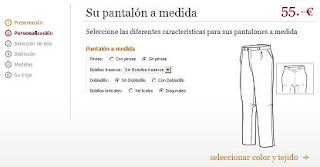 Personalización del pantalón a medida en Tailor4Less