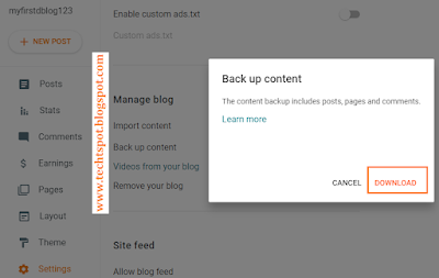 Take a Complete Backup of Blogger blog Content and theme 4