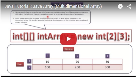 JAVA EE: Java Tutorial : Java Array (Multidimensional Array)