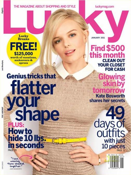 Kate Bosworth covers the January 2011 Lucky magazine.