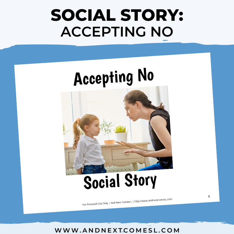 Printable social story for kids with autism about accepting no