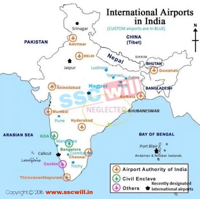 भारत के प्रमुख हवाई अड्डे - Bharat Ke Hawai Adde