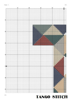 Letter T typography cross stitch pattern - Tango Stitch