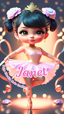 Imagen niña con nombre Janet a colores para imprimir