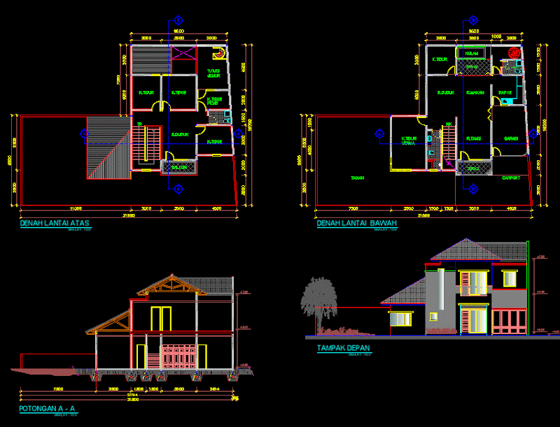 29+ Desain Rumah Minimalis 2 Lantai Autocad