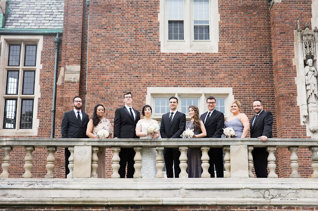 Bridal party on balcony at Grosse Point Academy