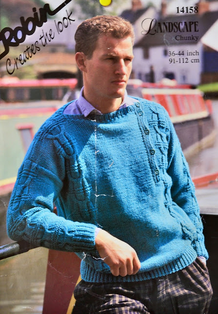 Vintage 1980s Knitting Pattern - Robin Pattern 14158 Horseshoe Cable Sweater