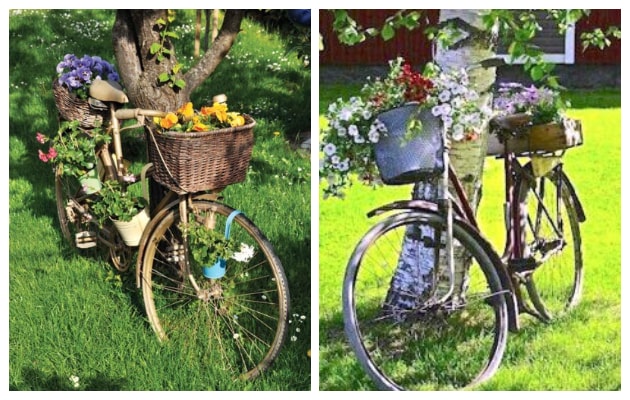 Διακόσμηση κήπου με παλιά ποδήλατα