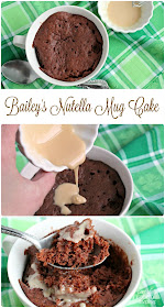 Ready in less than 3 minutes, this Bailey's Nutella Mug Cake is a fudgy, yet fluffy chocolate cake for one that is drizzled with a simple Irish cream glaze.