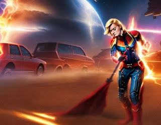 Funny Story: Captain Marvel Learns to Sweep Before Becoming a Housewife